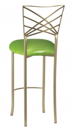 Gold Fanfare Barstool with Metallic Lime Knit Cushion