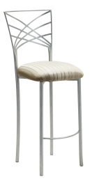Silver Fanfare Barstool with Ivory Sateen Stripe Cushion