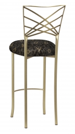 Gold Fanfare Barstool with Black Lace with Gold and Silver Accents over Black Knit Cushion