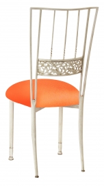Ivory Bella Fleur with Tangerine Stretch Knit Cushion