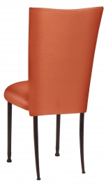 Orange Taffeta Chair Cover with Boxed Cushion on Mahogany Legs