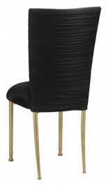 Chloe Black Stretch Knit Chair Cover and Cushion with Gold Legs