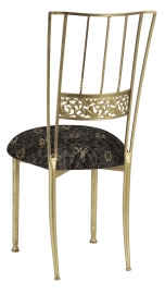 Gold Bella Fleur with Black Lace over Black Stretch Knit Cushion