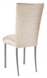 Chloe Ivory Stretch Knit Chair Cover and Cushion on Silver Legs