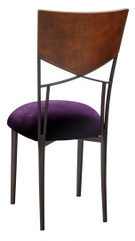 Butterfly Woodback Chair with Deep Purple Velvet Cushion on Brown Legs