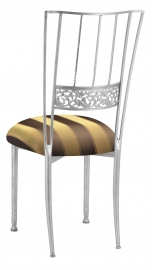 SIlver Bella Fleur with Brown & Gold Striped Cushion