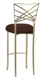 Gold Fanfare Barstool with Chocolate Stretch Knit Cushion