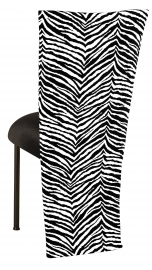Black and White Zebra Jacket with Black Velvet Cushion on Brown Legs