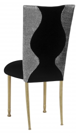 Hour Glass Sequin Chair Cover with Black Velvet on Gold Legs