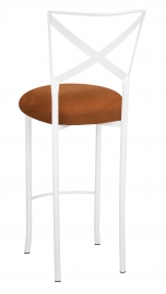 Simply X White Barstool with Copper Suede Cushion
