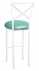 Simply X White Barstool with Mermaid Stretch Knit Cushion