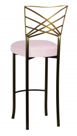 Two Tone Fanfare Barstool with Soft Pink Satin Boxed Cushion
