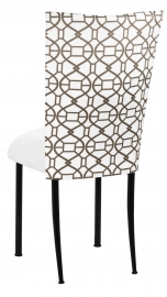 Smoke Kaleidoscope Chair Cover with White Suede Cushion on Black Legs
