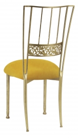 Gold Bella Fleur with Canary Suede Cushion