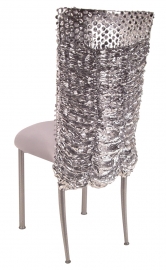 Silver Punchout Chair Cover with Silver Stretch Knit Cushion on Silver Legs