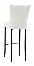 White Leatherette Barstool Cover and Cushion on Black Legs