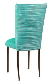 Chloe Mermaid Stretch Knit Chair Cover and Cushion on Brown Legs