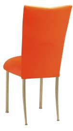 Orange Velvet Chair Cover and Cushion on Gold Legs