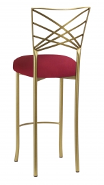 Gold Fanfare Barstool with Cranberry Stretch Knit Cushion