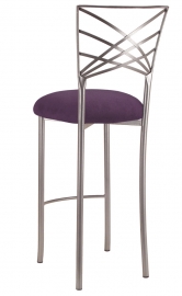 Silver Fanfare Barstool with Lilac Suede Cushion