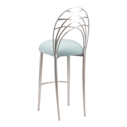 Silver Piazza Barstool with Ice Blue Suede Cushion