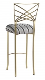 Gold Fanfare Barstool with Charcoal Striped Cushion