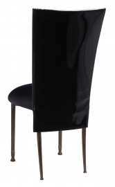 Black Patent 3/4 Chair Cover with Black Stretch Knit Cushion on Mahogany Legs