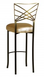 Two Tone Fanfare Barstool with Gold Leatherette Boxed Cushion