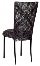 Blak. with Black Lace Chair Cover and Black Lace over Black Stretch Knit Cushion