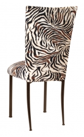 Zebra Stretch Knit Chair Cover and Cushion on Brown Legs