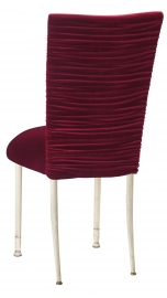 Chloe Cranberry Velvet Chair Cover and Cushion on Ivory Legs