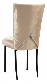 Champagne Deore Chair Cover with Buttercream Cushion on Black Legs