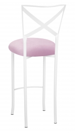 Simply X White Barstool with Soft Pink Velvet Cushion
