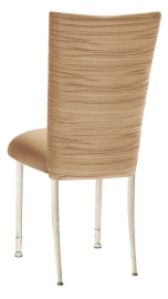 Chloe Beige Stretch Knit Chair Cover and Cushion on Ivory Legs