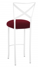 Simply X White Barstool with Cranberry Boxed Prima Velvet Cushion