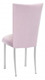 Soft Pink Velvet Chair Cover and Cushion on Silver Legs