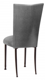 Gunmetal Stretch Knit Chair Cover with Cushion on Mahogany Legs
